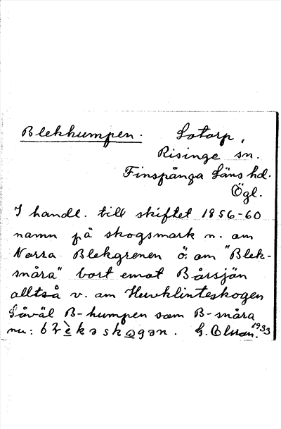 Bild på arkivkortet för arkivposten Blekhumpen