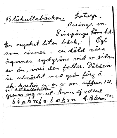 Bild på arkivkortet för arkivposten Blåkullabäcken