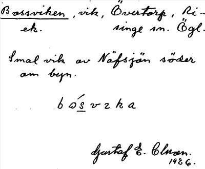 Bild på arkivkortet för arkivposten Bossviken