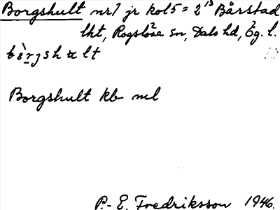 Bild på arkivkortet för arkivposten Borgshult