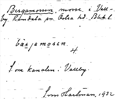 Bild på arkivkortet för arkivposten Bergamossen