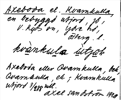 Bild på arkivkortet för arkivposten Axeboda el. Kvarnkulla