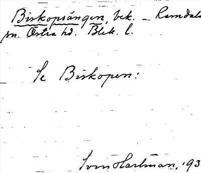 Bild på arkivkortet för arkivposten Biskopsängen