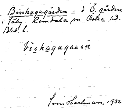 Bild på arkivkortet för arkivposten Bisshagagården