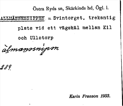 Bild på arkivkortet för arkivposten Allmännesnippen