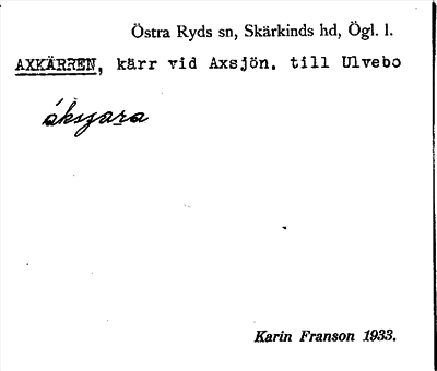 Bild på arkivkortet för arkivposten Axkärren