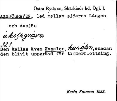 Bild på arkivkortet för arkivposten Axsjögraven