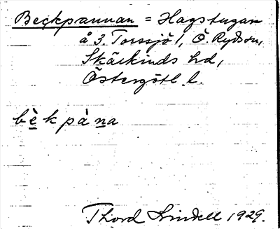 Bild på arkivkortet för arkivposten Beckpannan = Hagstugan