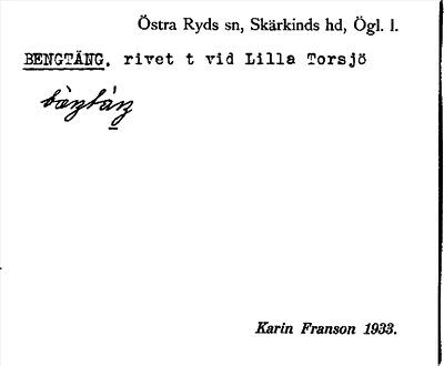Bild på arkivkortet för arkivposten Bengtäng