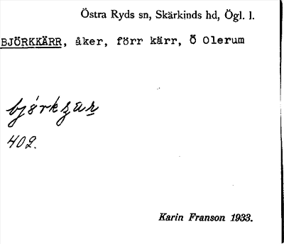 Bild på arkivkortet för arkivposten Björkkärr