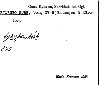 Bild på arkivkortet för arkivposten Björnbo Kubb