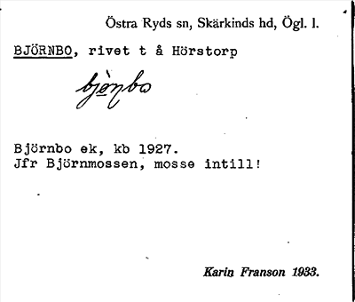Bild på arkivkortet för arkivposten Björnbo