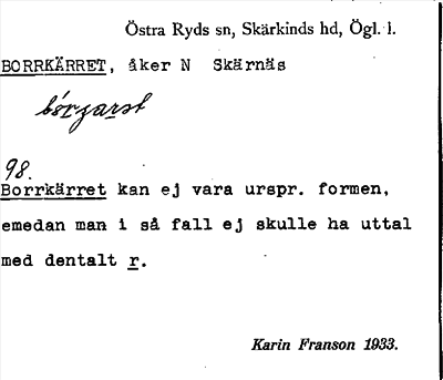 Bild på arkivkortet för arkivposten Borrkärret