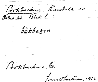 Bild på arkivkortet för arkivposten Bokbacken