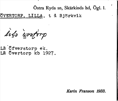 Bild på arkivkortet för arkivposten Övertorp, Lilla