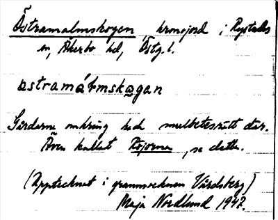 Bild på arkivkortet för arkivposten Östramalmskogen