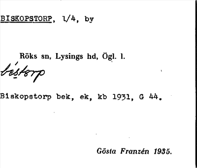Bild på arkivkortet för arkivposten Biskopstorp
