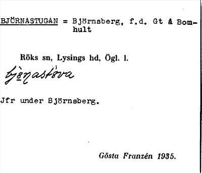 Bild på arkivkortet för arkivposten Björnastugan