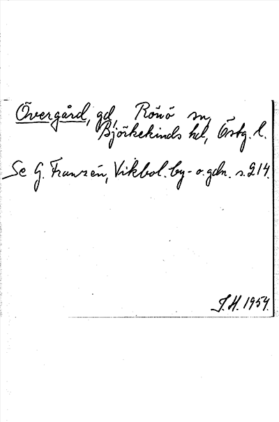 Bild på arkivkortet för arkivposten Övergård