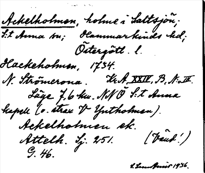 Bild på arkivkortet för arkivposten Ackelholmen