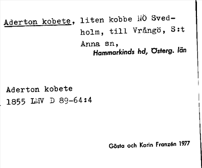 Bild på arkivkortet för arkivposten Aderton Kobete
