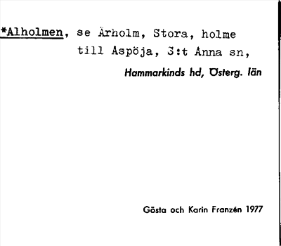 Bild på arkivkortet för arkivposten *Alholmen, se Årholm