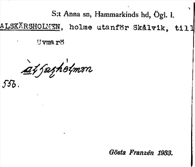 Bild på arkivkortet för arkivposten Alskärsholmen