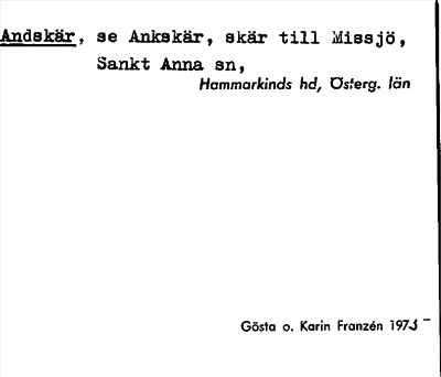 Bild på arkivkortet för arkivposten Andskär, se Anskär