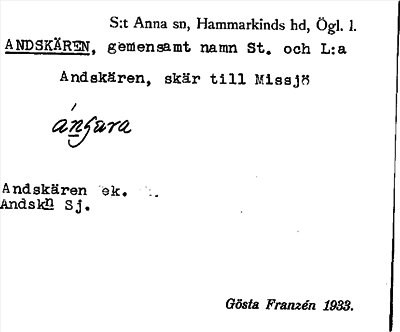 Bild på arkivkortet för arkivposten Andskären
