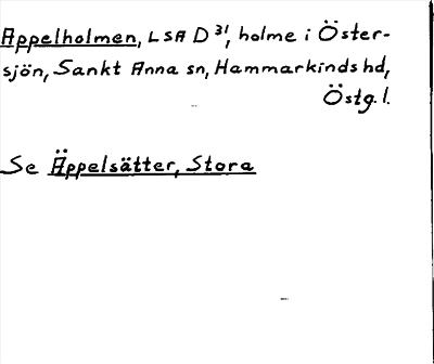 Bild på arkivkortet för arkivposten Appelholmen, Se Äppelsätter, Stora