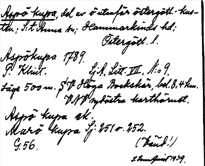 Bild på arkivkortet för arkivposten Aspö kupa