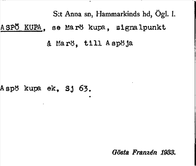 Bild på arkivkortet för arkivposten Aspö Kupa