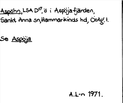 Bild på arkivkortet för arkivposten Aspöhn, Se Aspöja