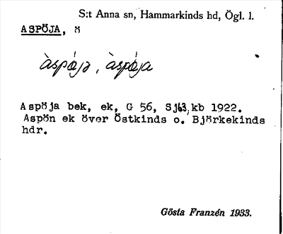 Bild på arkivkortet för arkivposten Aspöja