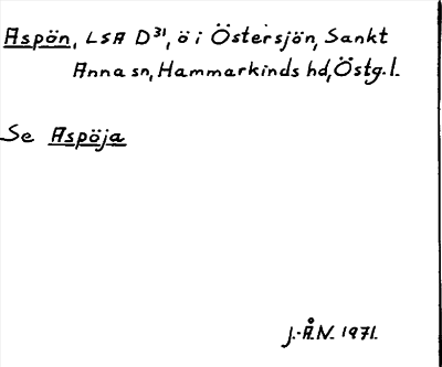 Bild på arkivkortet för arkivposten Aspön, Se Aspöja