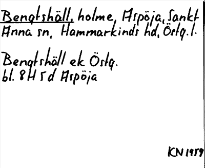 Bild på arkivkortet för arkivposten Bengtshäll