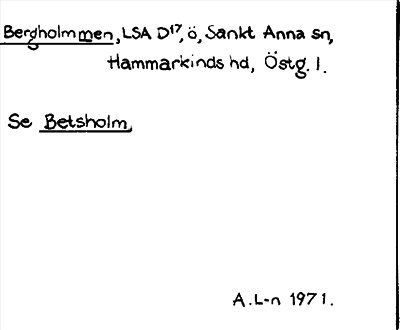 Bild på arkivkortet för arkivposten Bergholmmen, Se Betsholm