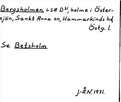 Bild på arkivkortet för arkivposten Bergsholmen, Se Betsholm