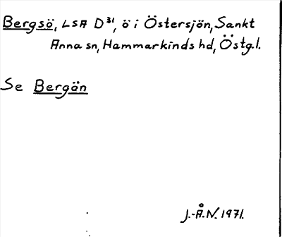 Bild på arkivkortet för arkivposten Bergsö, Se Bergön