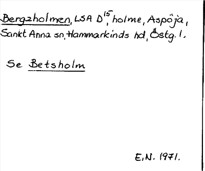 Bild på arkivkortet för arkivposten Bergzholmen, Se Betsholm