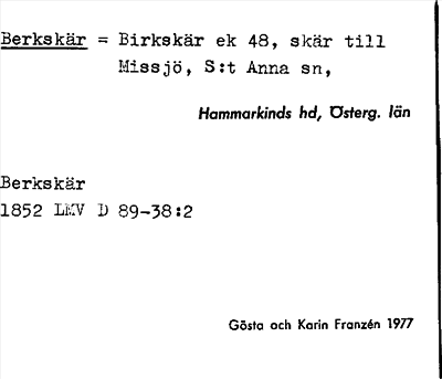Bild på arkivkortet för arkivposten Berkskär = Birkskär