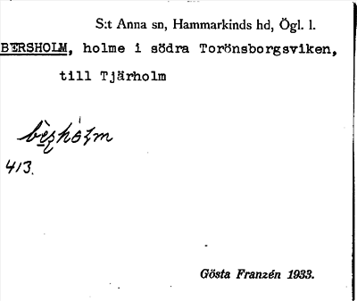 Bild på arkivkortet för arkivposten Bersholm