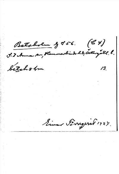 Bild på arkivkortet för arkivposten Betsholm