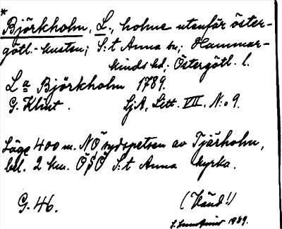 Bild på arkivkortet för arkivposten *Björkholm, L.