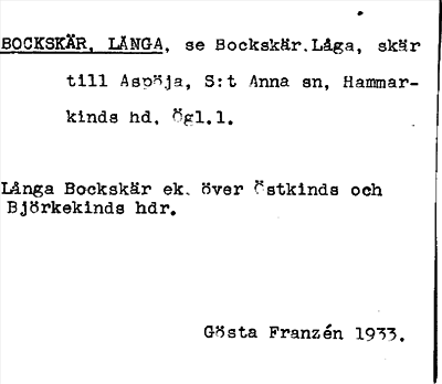 Bild på arkivkortet för arkivposten Bockskär, Långa