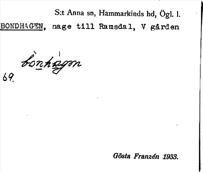 Bild på arkivkortet för arkivposten Bondhagen