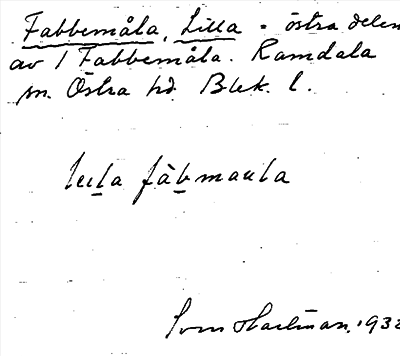 Bild på arkivkortet för arkivposten Fabbemåla, Lilla