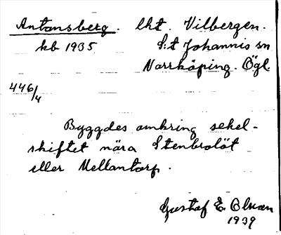 Bild på arkivkortet för arkivposten Antonsberg