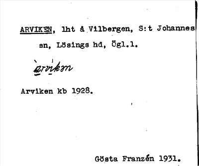 Bild på arkivkortet för arkivposten Arviken