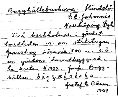 Bild på arkivkortet för arkivposten Baggkällebackarna